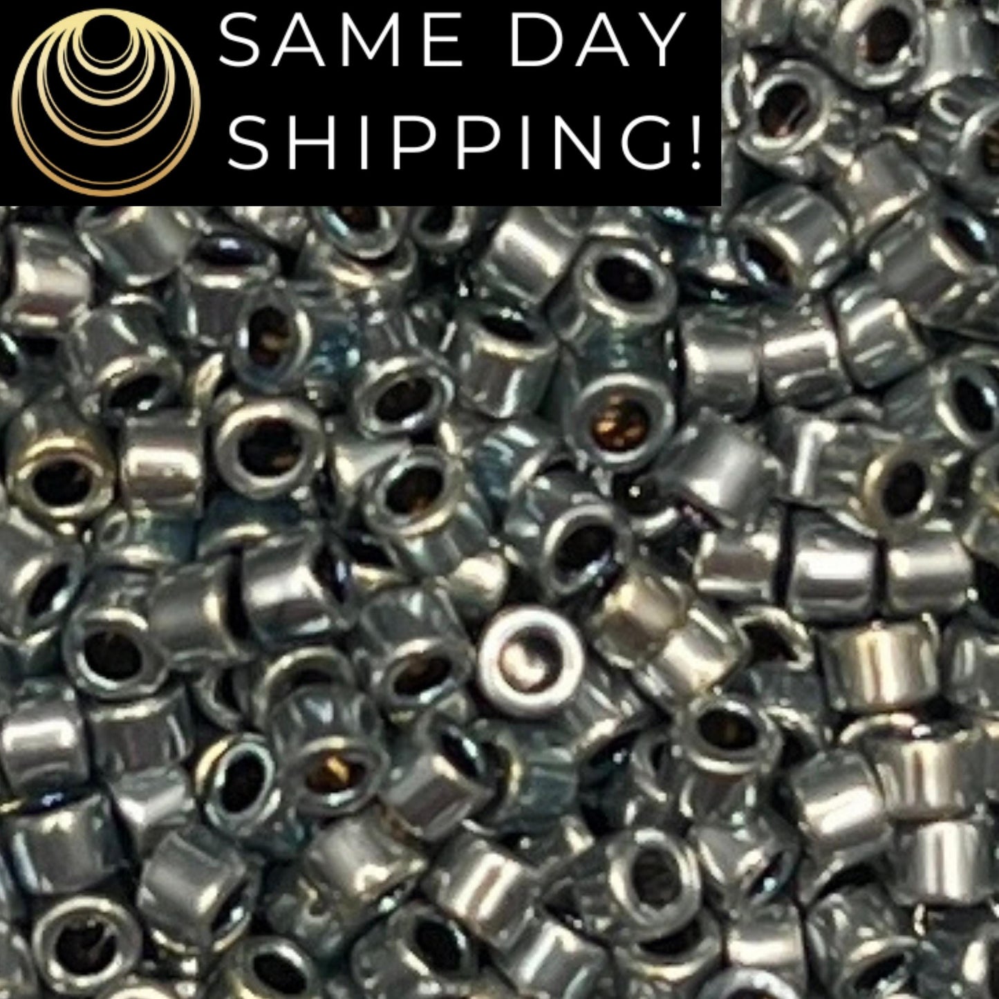 DB545 (1 gram-20 grams) Miyuki Size 11/0 Delica Beads Palladium Plated Silver Blue Gold Iris AB-Free Container! Same Day Shipping!