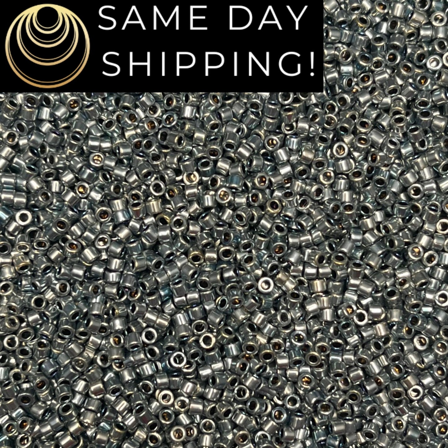 DB545 (1 gram-20 grams) Miyuki Size 11/0 Delica Beads Palladium Plated Silver Blue Gold Iris AB-Free Container! Same Day Shipping!
