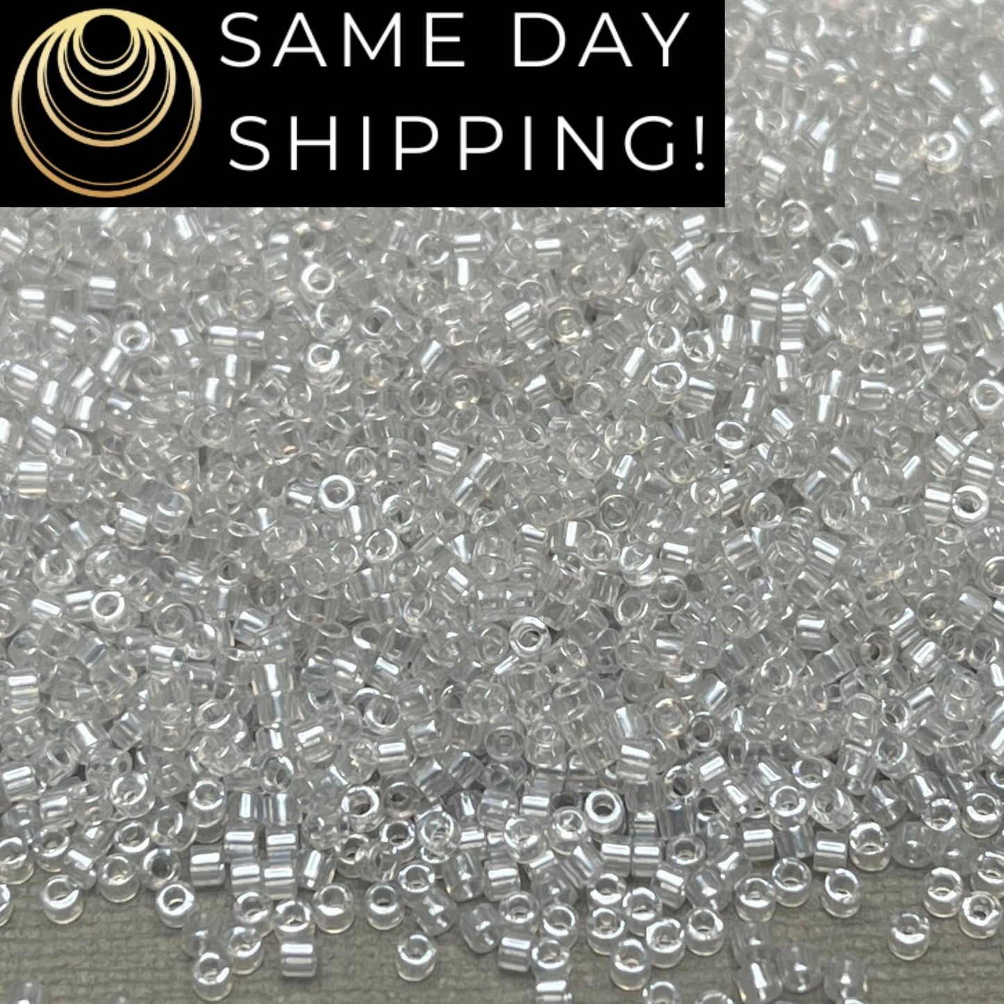 DB1477 (1 gram-20 grams) Miyuki Size 11/0 Delica Beads Transparent Pale Taupe Luster-Free Container! Same Day Shipping!