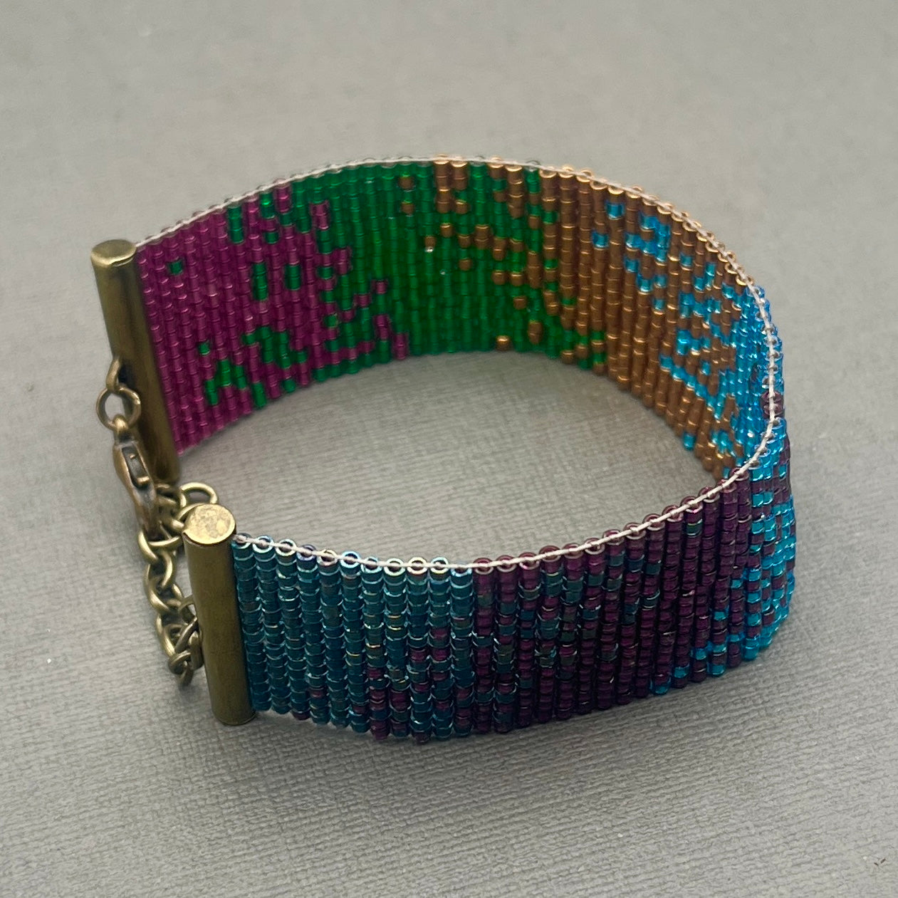 Modern Bright Metallic Woven Delica Beaded Bracelet
