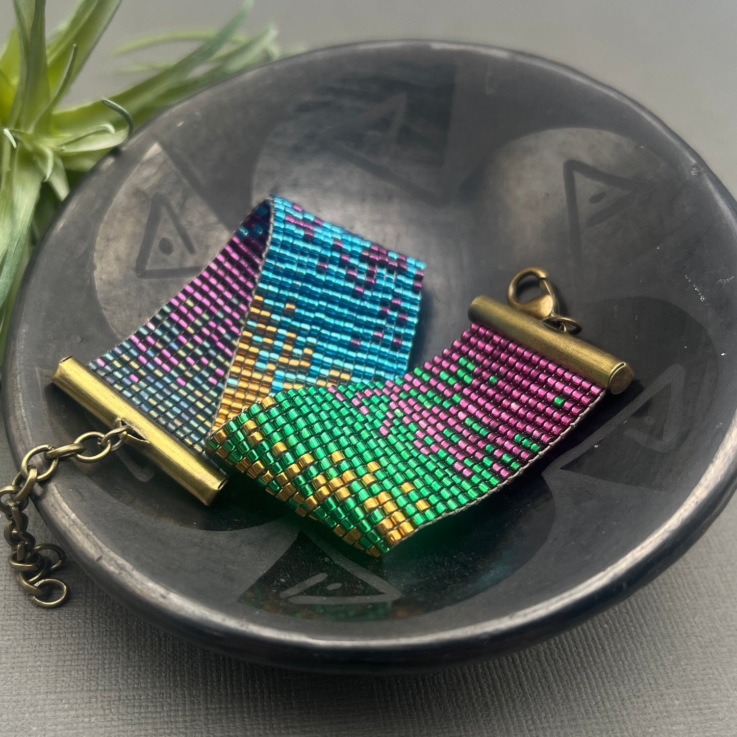 Modern Bright Metallic Woven Delica Beaded Bracelet