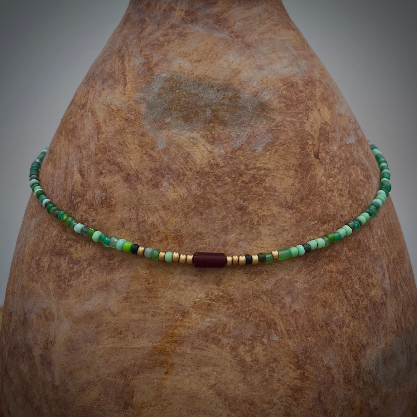 Green Goddess Beaded Choker Necklace