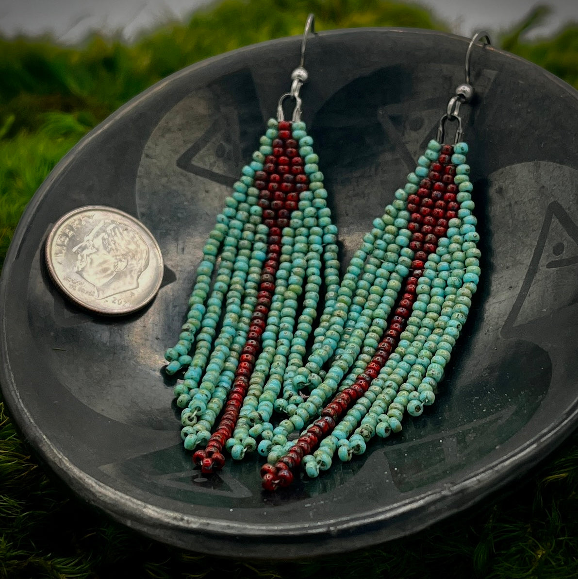 Picasso Hand Woven Fringe Earrings with Delicate Flower Ends