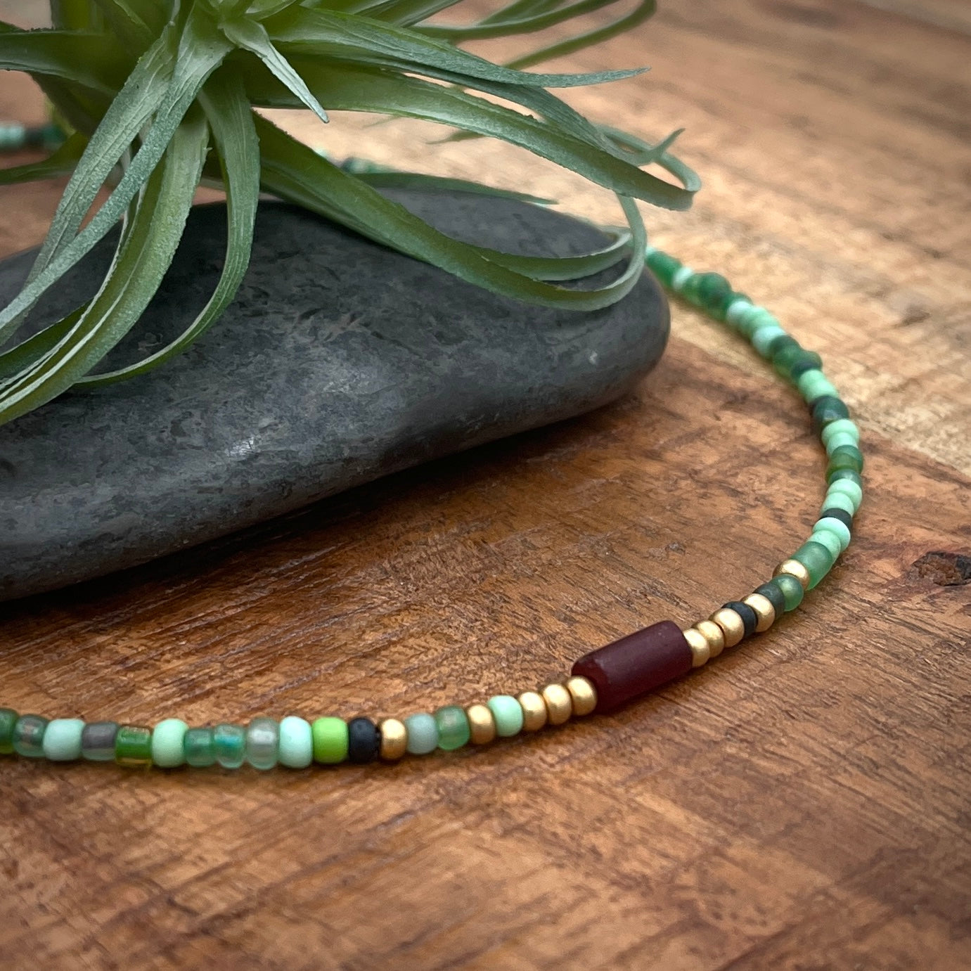 Green Goddess Beaded Choker Necklace