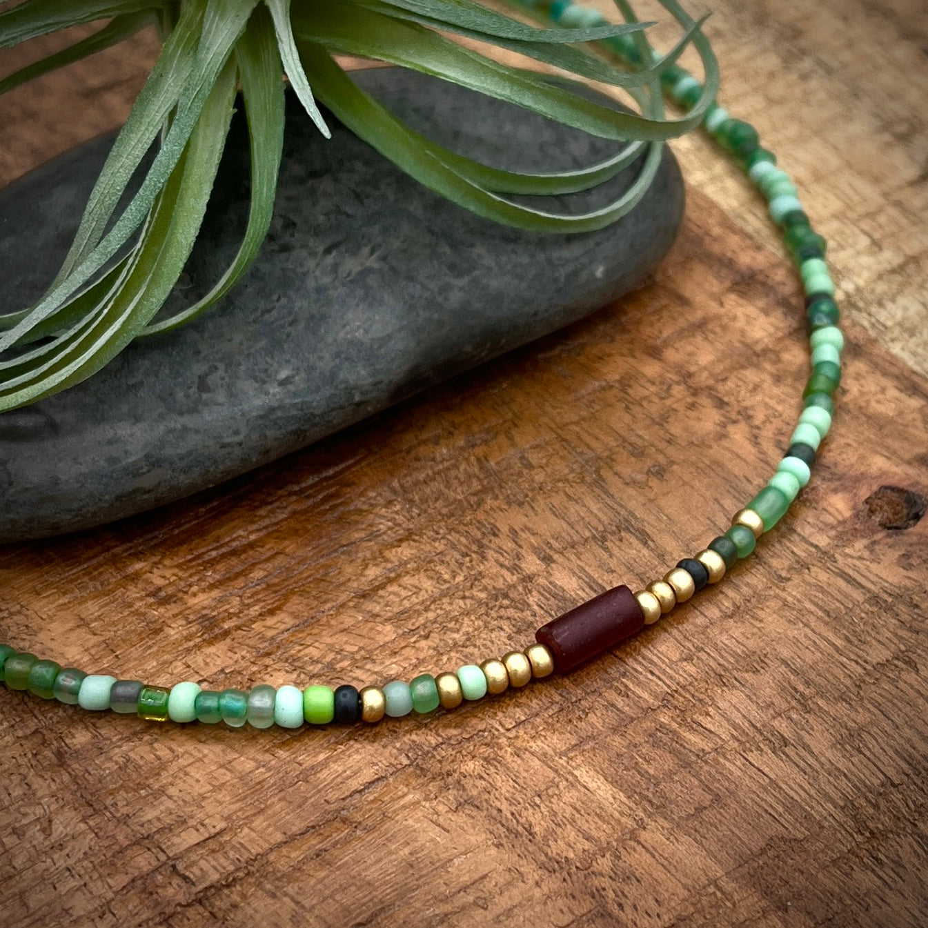Green Goddess Beaded Choker Necklace