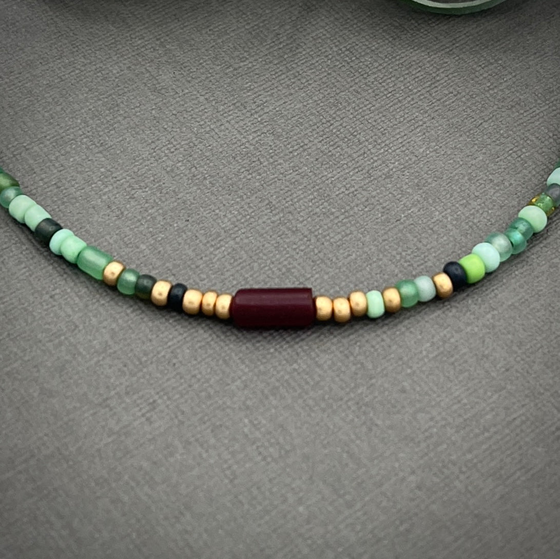 Green Goddess Beaded Choker Necklace