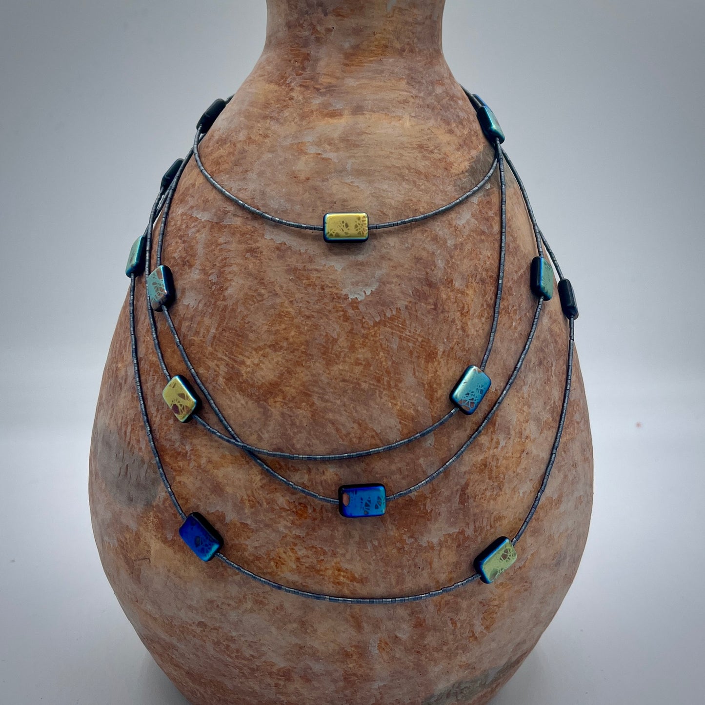 Hand Made Iridescent, Layerable, Beaded Necklace