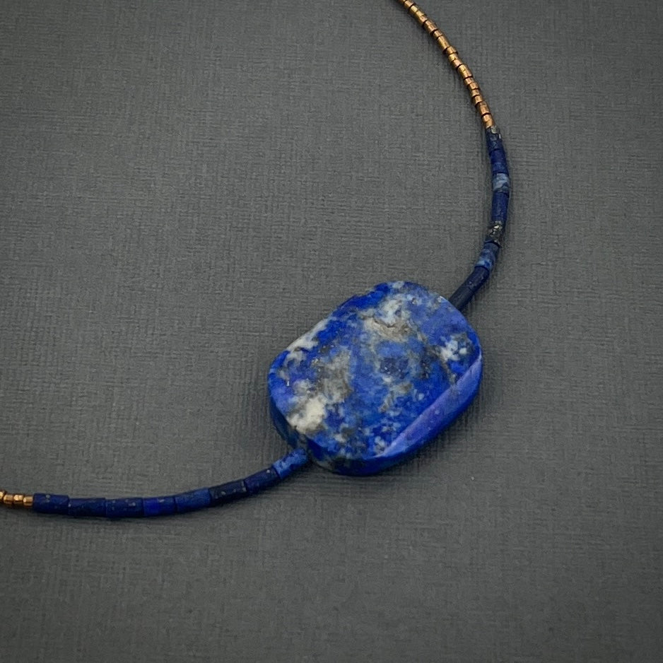 Lapis Lazuli Necklace Accented with Miyuki Delica Seed Beads