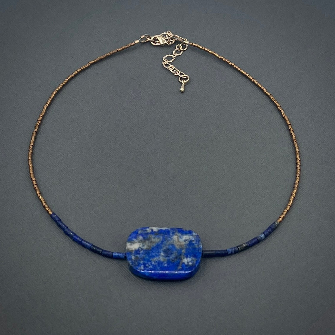 Lapis Lazuli Necklace Accented with Miyuki Delica Seed Beads