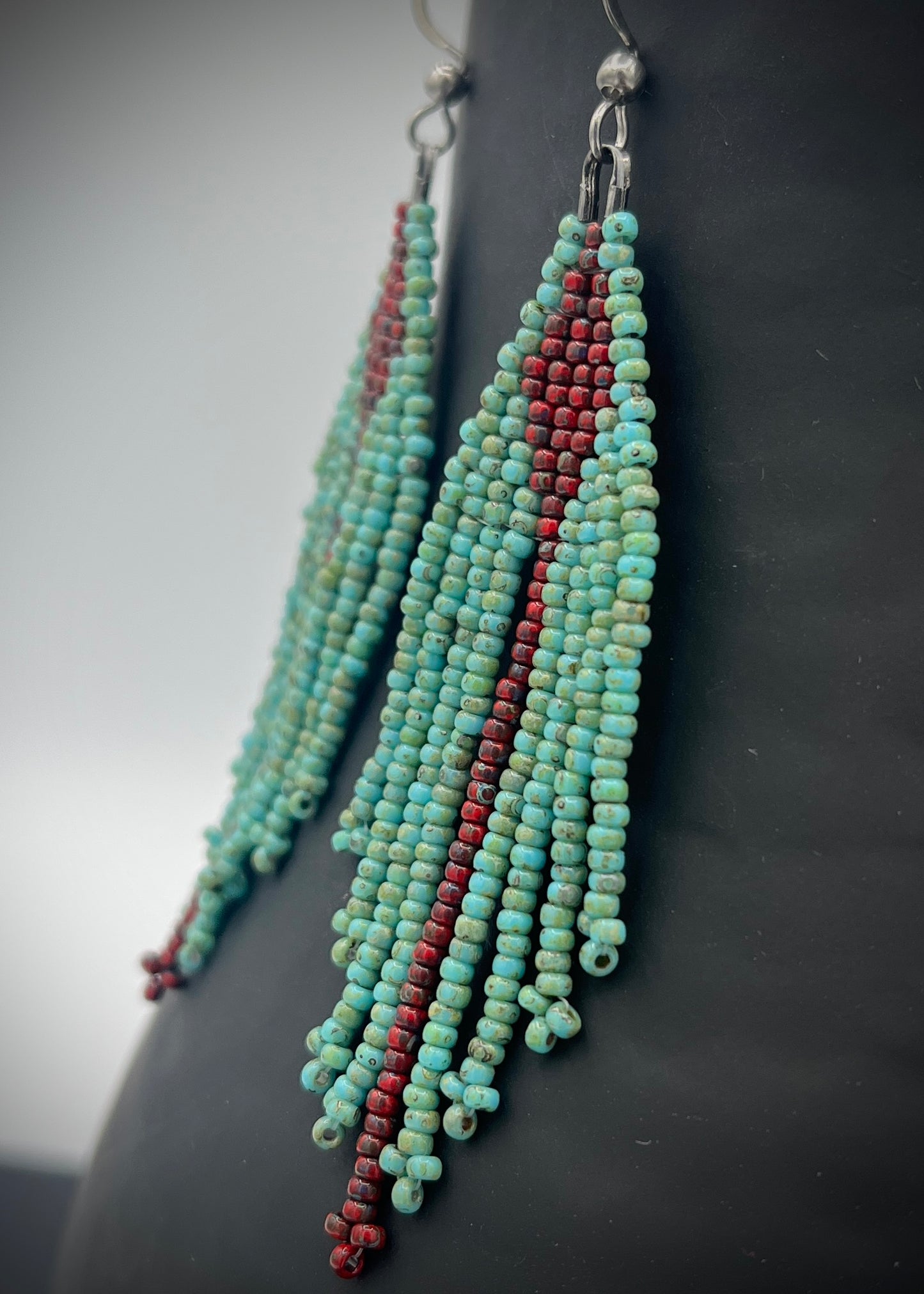 Picasso Hand Woven Fringe Earrings with Delicate Flower Ends