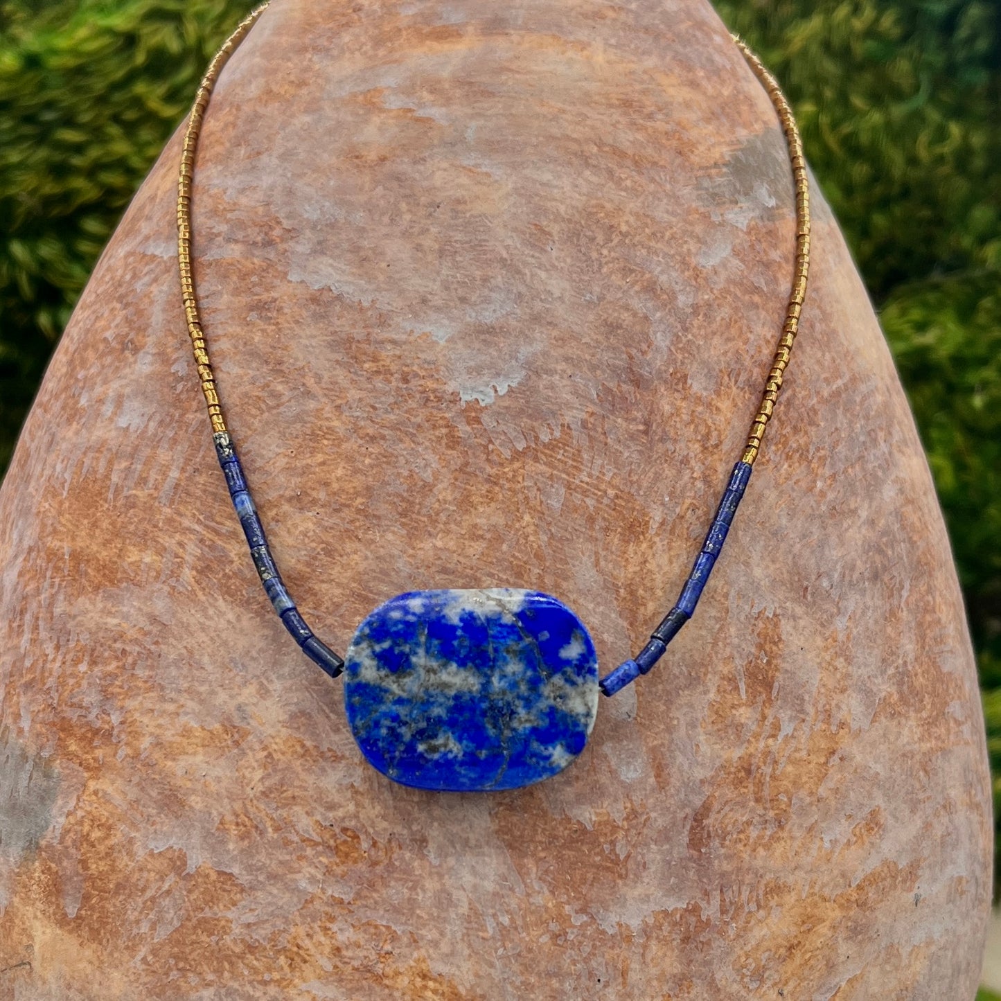 Lapis Lazuli Necklace Accented with Miyuki Delica Seed Beads