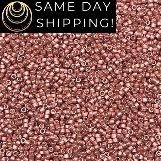 DB1156 SAME DAY SHIPPING! 1-20 Grams Miyuki 11/0 Delica Beads Galvanized Semi-Frosted Pink Blush-Free Container!
