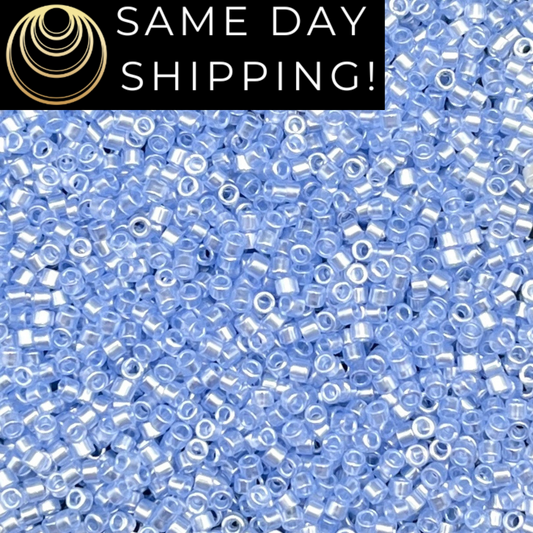 DB1475 SAME DAY SHIPPING! 1-20 Grams Miyuki 11/0 Delica Beads Pale Sky Blue Luster -Free Container!