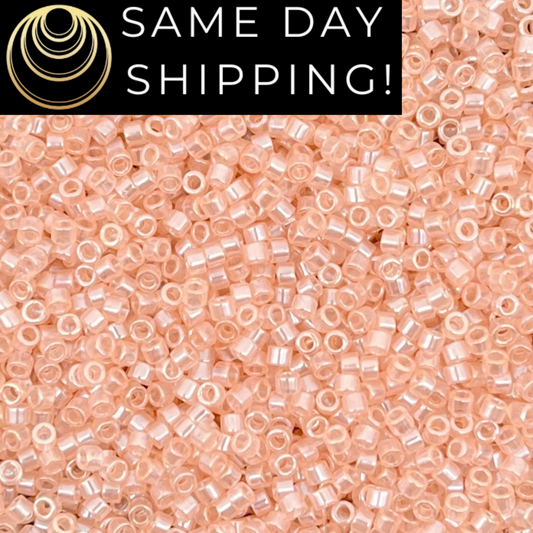 DB1479 SAME DAY SHIPPING! 1-20 Grams Miyuki 11/0 Delica Beads Transparent Pale Peach Luster -Free Container!
