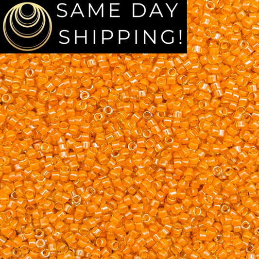 DB2045 SAME DAY SHIPPING! 1-20 Grams Miyuki 11/0 Delica Beads Luminous Mango Orange-Free Container!