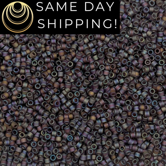 DB0865 11/0 Miyuki Delica Beads Matte Transparent Brown AB