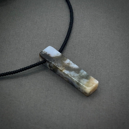 Indian Agate Pendant Necklace, Men's Necklace, Women's Necklace, Gemstone Necklace, Beaded Necklace, Boho Necklace