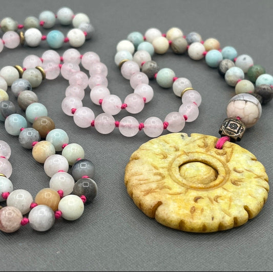 Amazonite 108 bead Japa Mala Necklace, long necklace with tassel, Yoga gift, Meditation Beads, Yoga Beads, BoHo necklace,  Prayer Beads