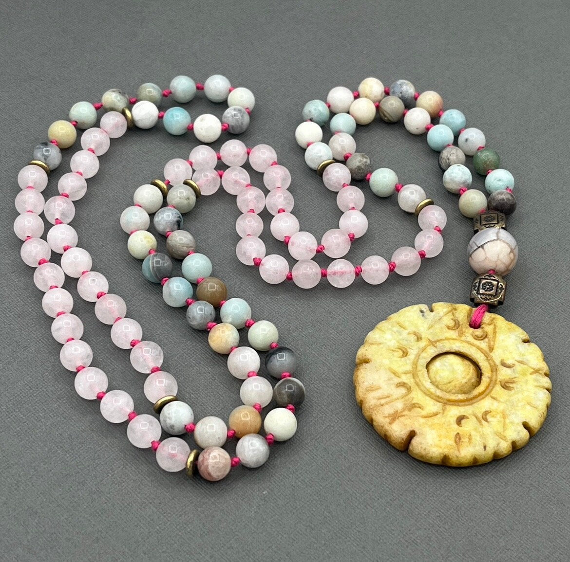Amazonite 108 bead Japa Mala Necklace, long necklace with tassel, Yoga gift, Meditation Beads, Yoga Beads, BoHo necklace,  Prayer Beads
