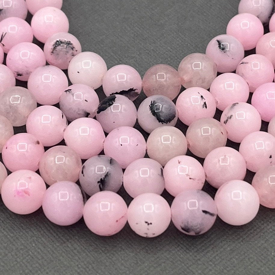Natural 4mm/6mm/8mm Smooth Round Cherry Blossom Jasper Gemstone 15 inch Strand of Beads
