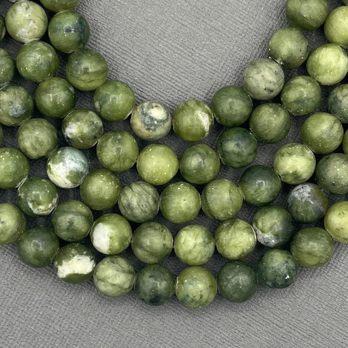 Natural 8mm/6mm/4mm Chinese Jade, Taiwan Jade, Smooth Round Gemstone Strand of Beads
