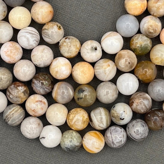 Natural 4mm/6mm/8mm Bamboo Leaf Agate Smooth Round Strand of Beads