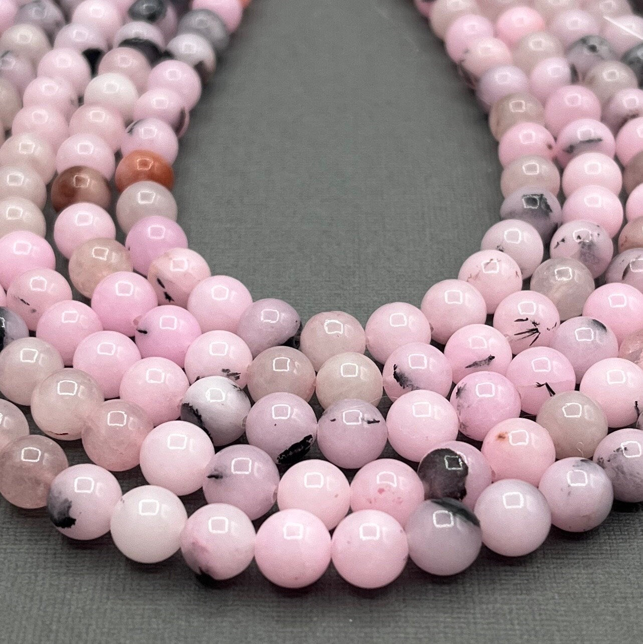 Natural 4mm/6mm/8mm Smooth Round Cherry Blossom Jasper Gemstone 15 inch Strand of Beads