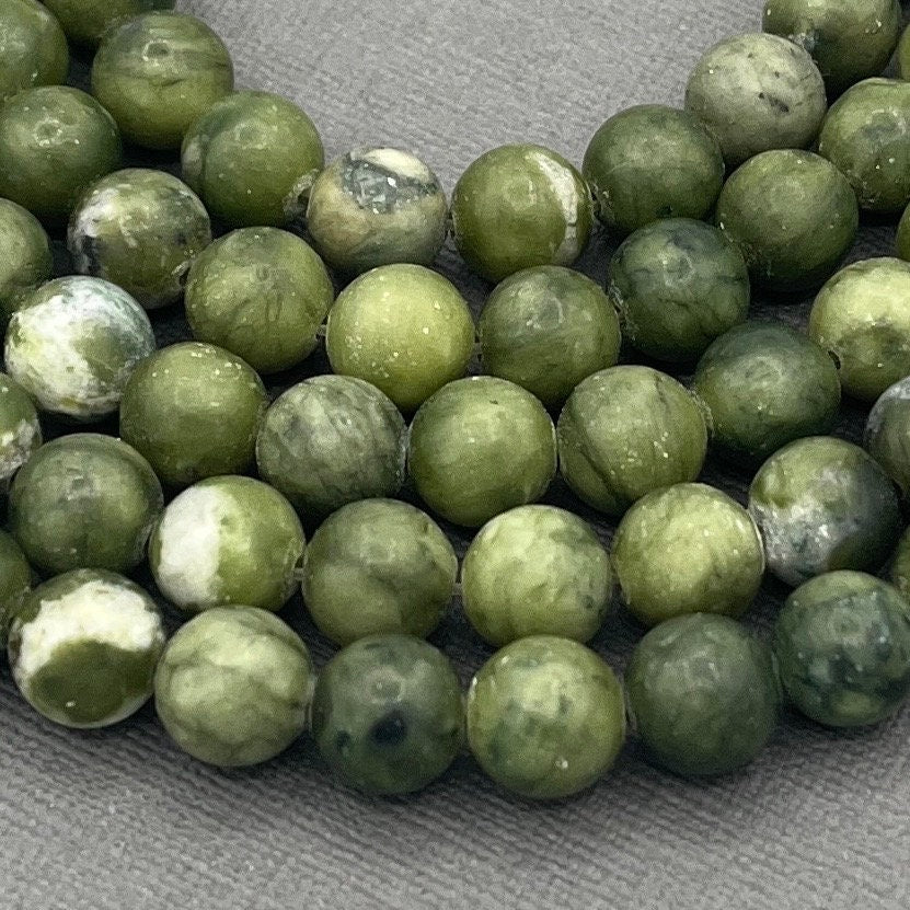 Natural 8mm/6mm/4mm Chinese Jade, Taiwan Jade, Smooth Round Gemstone Strand of Beads