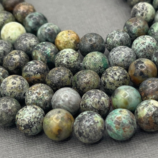 Natural 8mm/6mm/4mm Smooth Round African Turquoise/Jasper Gemstone Strand of Beads