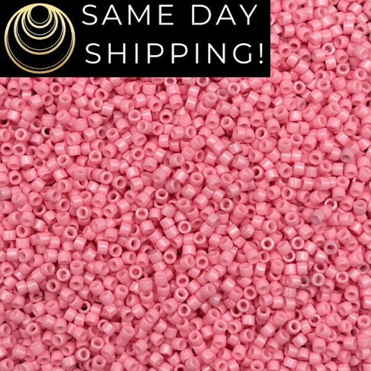 DB2116 SAME DAY SHIPPING! 1-20 Grams Miyuki 11/0 Delica Beads Duracoat Opaque Lt Carnation-Free Container!
