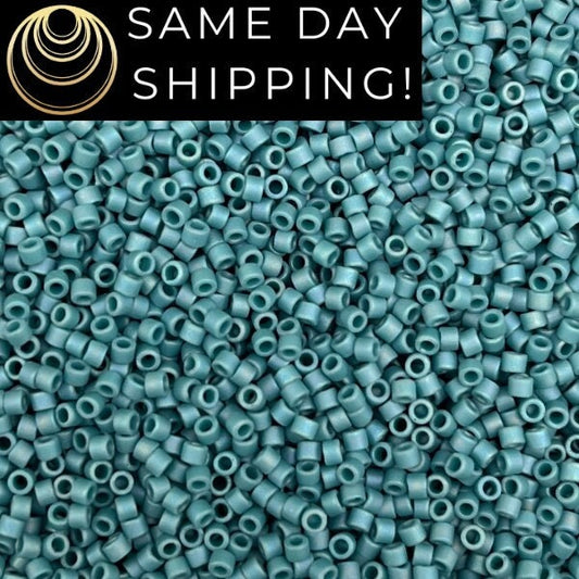 DB2315 SAME DAY SHIPPING! 1-20 Grams Miyuki 11/0 Delica Beads Matte Opaque Glazed Nile Blue Alabaster-Free Container!