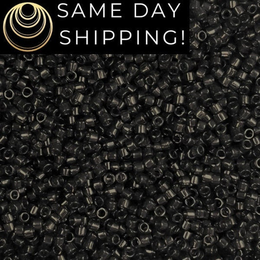 DB1319  1-20 Grams Miyuki 11/0 Delica Beads  Dyed Transparent Charcoal -Free Container! SAME DAY SHIPPING!
