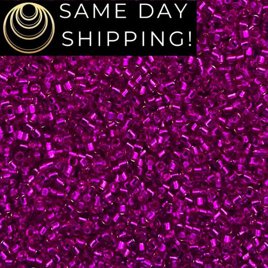 DB1340 11/0 Miyuki Delica Beads Dyed Silver Lined Fuchsia Hot Pink