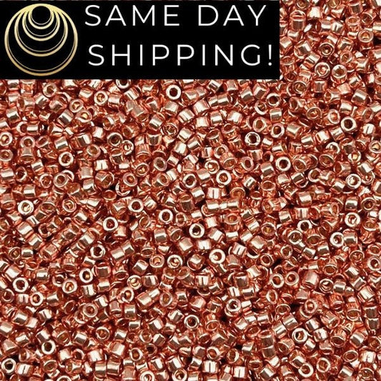 DB2503 SAME DAY SHIPPING! 1-20 Grams Miyuki 11/0 Delica Beads Duracoat Galvanized Rose Gold-Free Container!