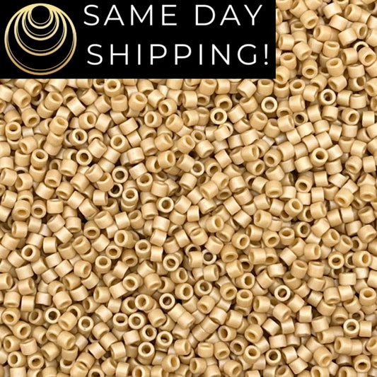 DB2301 SAME DAY SHIPPING! 1-20 Grams Miyuki 11/0 Delica Beads Matte Opaque Glazed Beige Tan -Free Container!