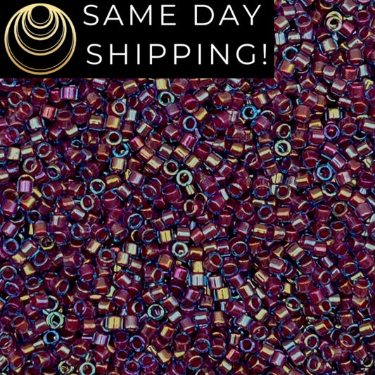 DB1758 SAME DAY SHIPPING! 1-20 Grams Miyuki 11/0 Delica Beads Deep Plum Blue Sparkle -Free Container!
