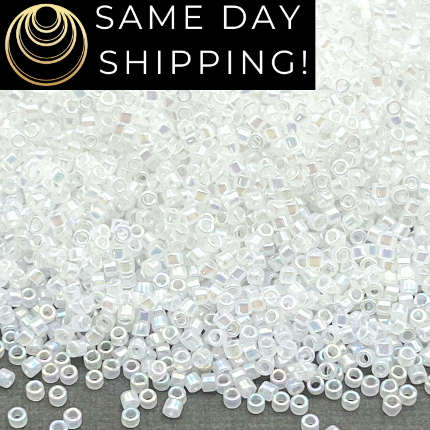 DB0222 11/0 Miyuki Delica Beads White Opal Crystal AB
