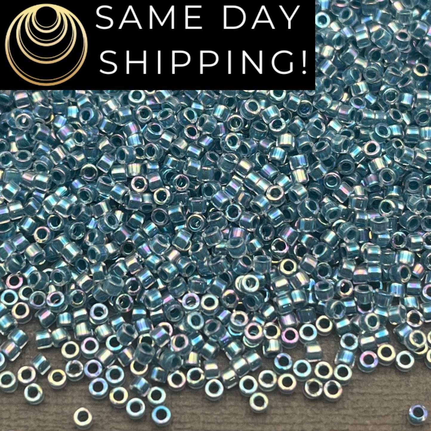 DB058 SAME DAY SHIPPING! 1-20 Grams Miyuki 11/0 Delica Beads Marine Blue Lined Crystal Alabaster-Free Container!