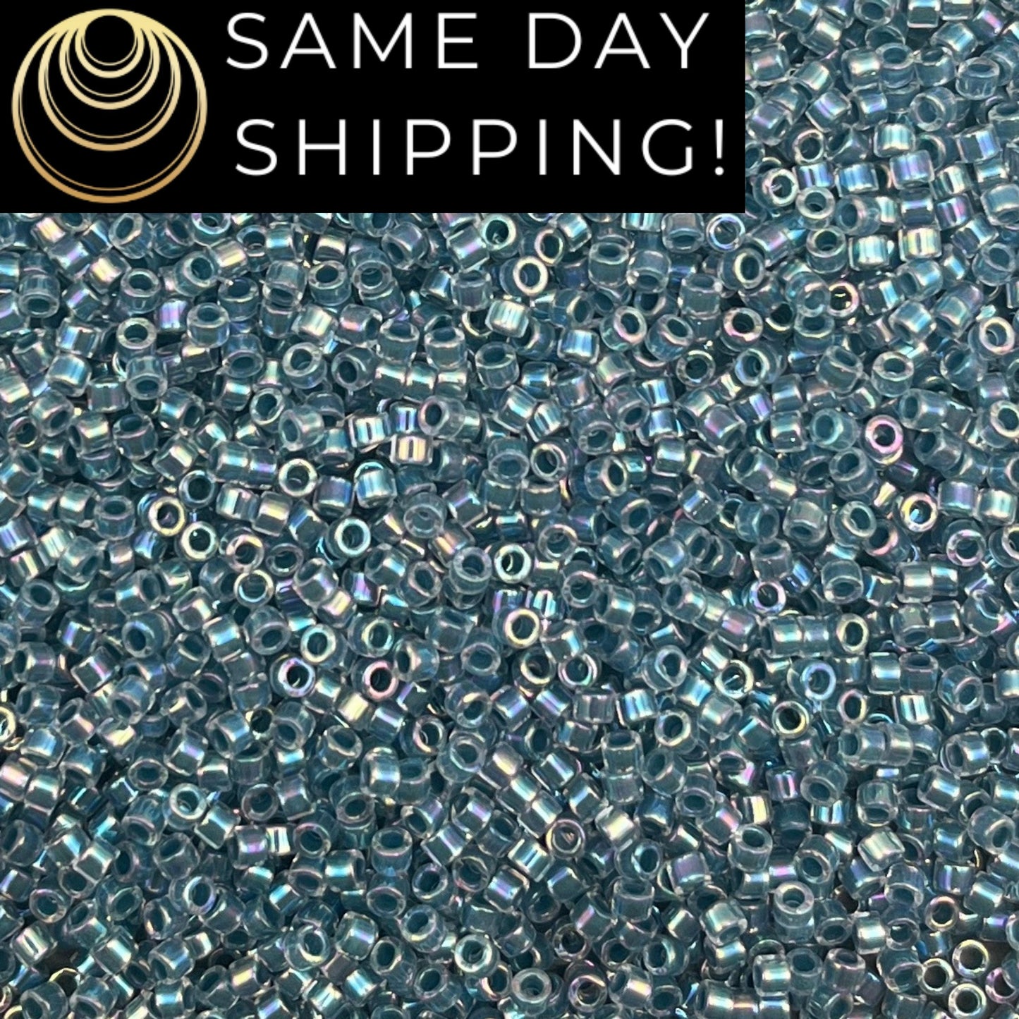 DB058 SAME DAY SHIPPING! 1-20 Grams Miyuki 11/0 Delica Beads Marine Blue Lined Crystal Alabaster-Free Container!