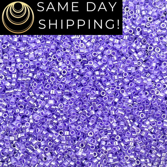 DB249 SAME DAY SHIPPING! 1-20 Grams Miyuki 11/0 Delica Beads Purple Lined Crystal -Free Container!