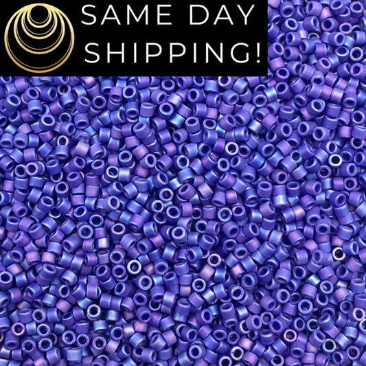DB880 SAME DAY SHIPPING! 1-20 Grams Miyuki 11/0 Delica Beads Matte Opaque Cobalt Blue-Free Container!