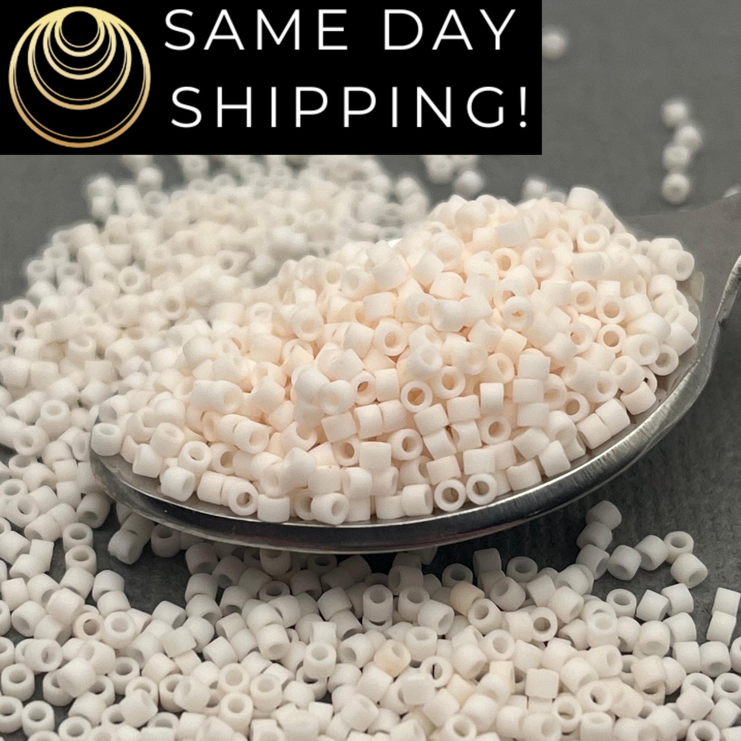 DB1510 SAME DAY SHIPPING! 1-20 Grams Miyuki 11/0 Delica Beads Matte Opaque Bisque White, White Cylinder Beads, Bead Weaving, Free Container!