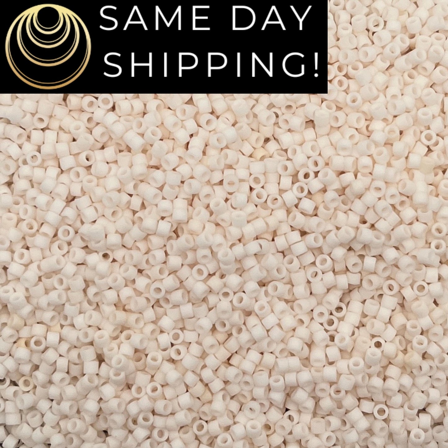 DB1510 SAME DAY SHIPPING! 1-20 Grams Miyuki 11/0 Delica Beads Matte Opaque Bisque White, White Cylinder Beads, Bead Weaving, Free Container!