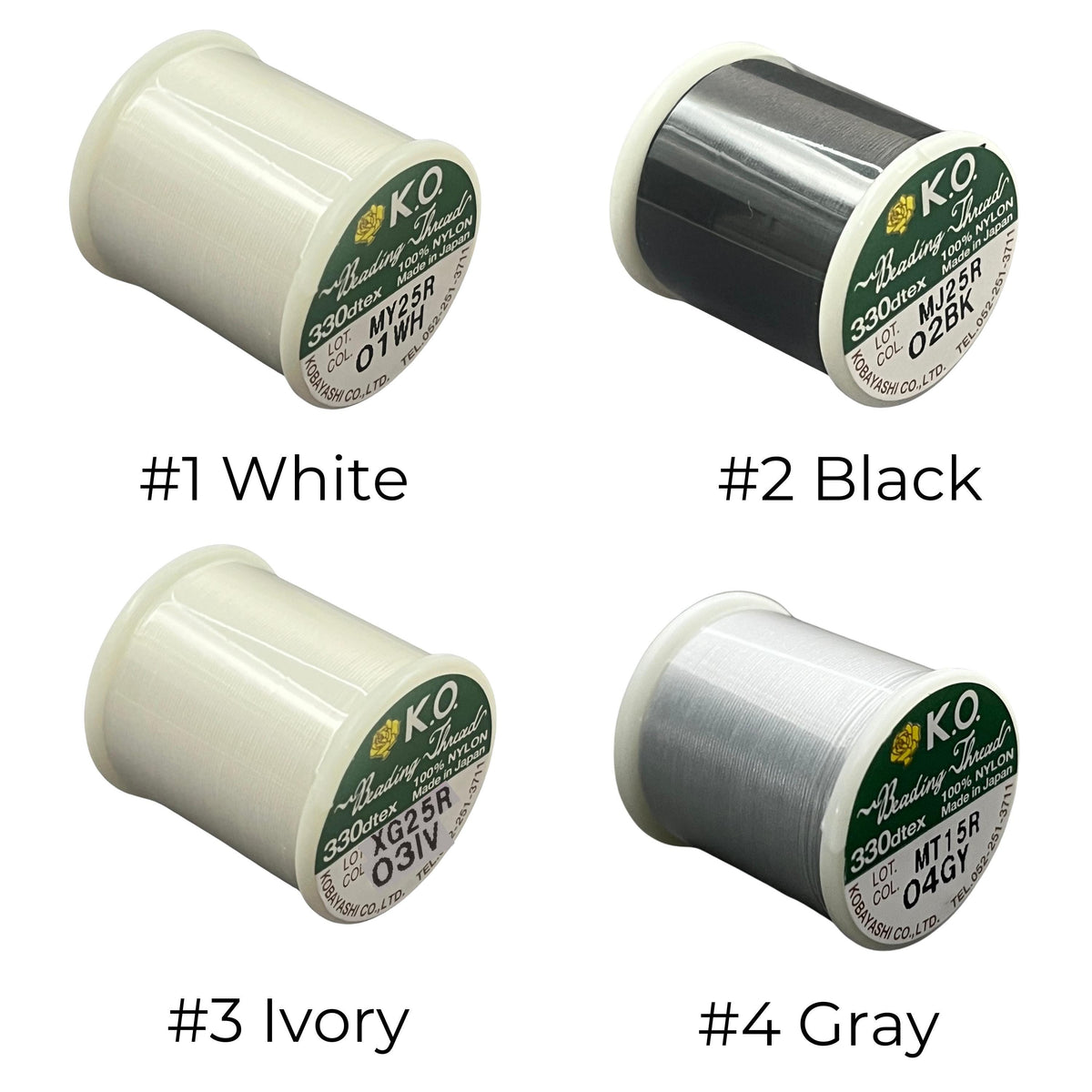 KO Japanese Pre Waxed Nylon Beading Thread 50 Meter Spool (55 Yards) 330 Dtex Size B-Same Day Shipping!