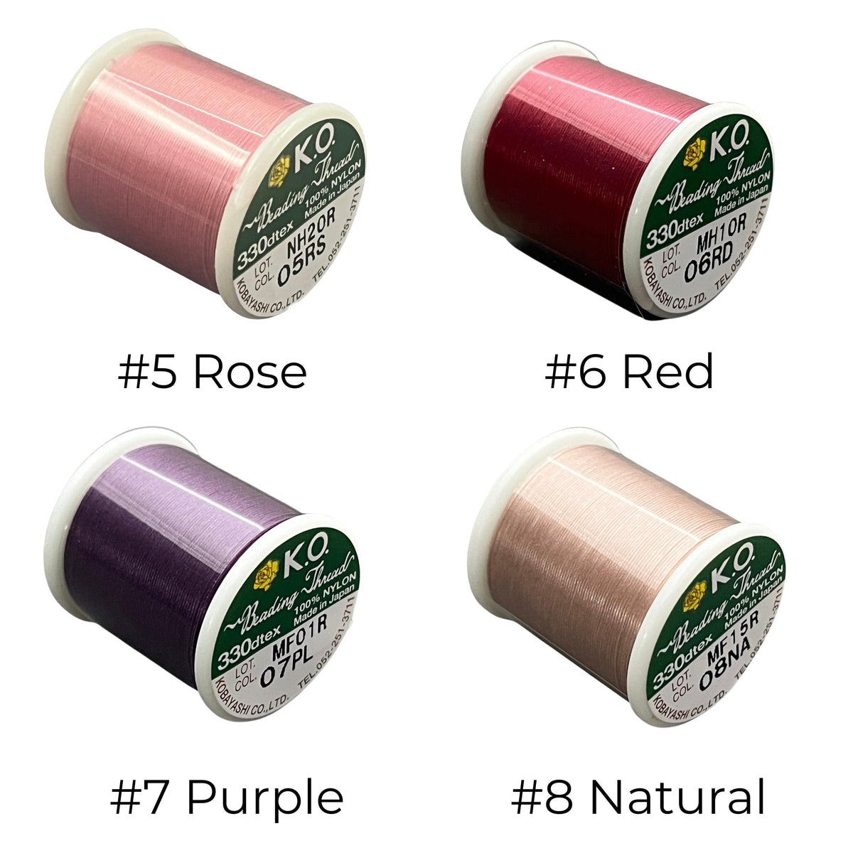 KO Japanese Pre Waxed Nylon Beading Thread 50 Meter Spool (55 Yards) 330 Dtex Size B-Same Day Shipping!