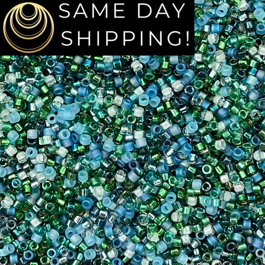 DBMIX06 SAME DAY SHIPPING! 1-20 Grams Miyuki 11/0 Delica Beads Lagoon Mix-Free Container!