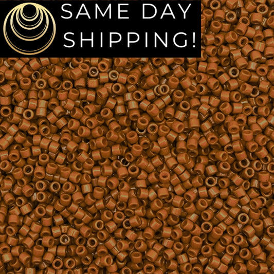 DB2109 SAME DAY SHIPPING! 1-20 Grams Miyuki 11/0 Delica Beads Duracoat Opaque Sienna Brown  -Free Container!