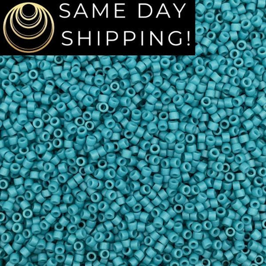 DB798 SAME DAY SHIPPING! 1-20 Grams Miyuki 11/0 Delica Beads Matte Opaque Capri Blue-Free Container!