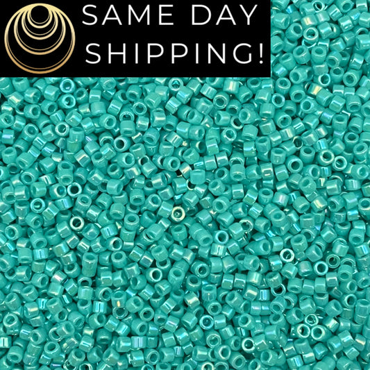 DB1576 SAME DAY SHIPPING! 1-20 Grams Miyuki 11/0 Delica Beads Opaque Sparkle Turquoise -Free Container!