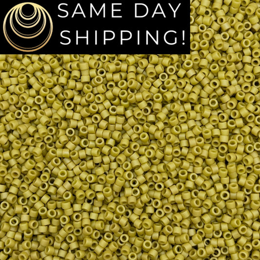 DB2290 SAME DAY SHIPPING! 1-20 Grams Miyuki 11/0 Delica Beads Matte Opaque Glazed Honeydew-Free Container!